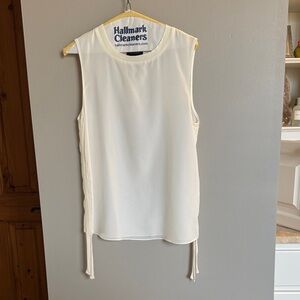 Sleeveless Cream Blouse with Side Ties
